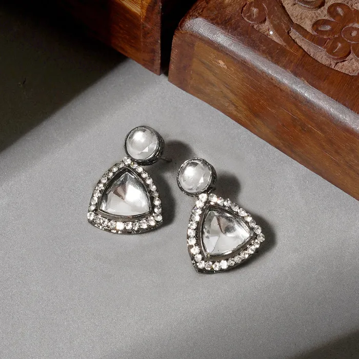 Teejh Silver Oxidised Polki Earrings Teejh Earrings