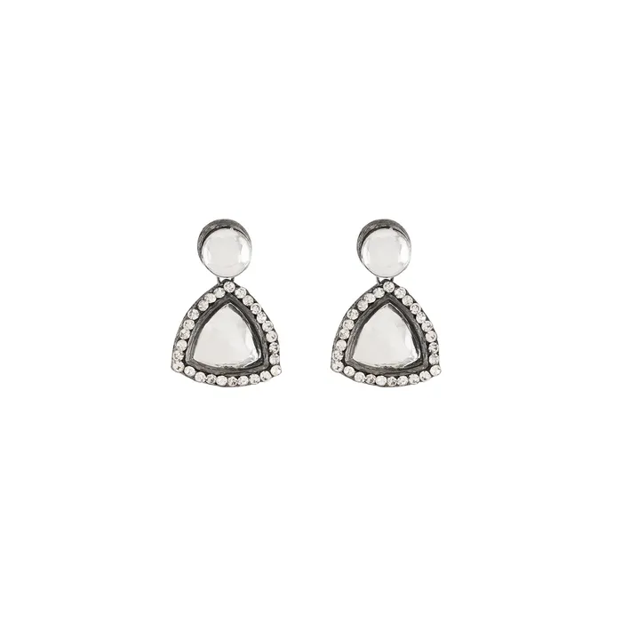 Teejh Silver Oxidised Polki Earrings Teejh Earrings