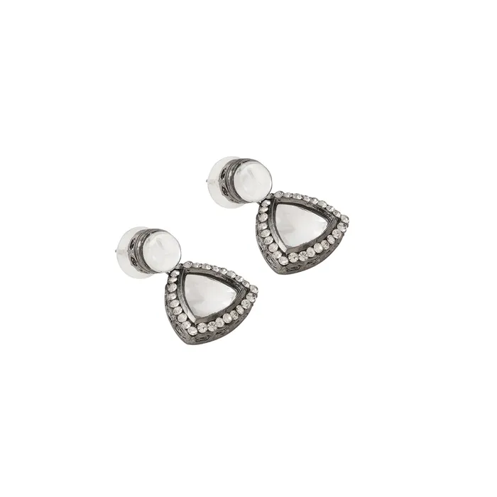 Teejh Silver Oxidised Polki Earrings Teejh Earrings