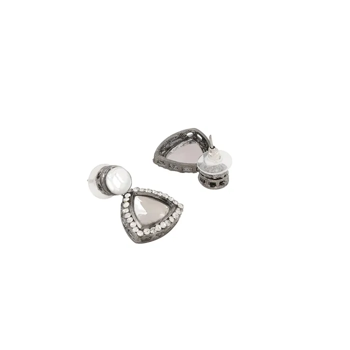 Teejh Silver Oxidised Polki Earrings Teejh Earrings