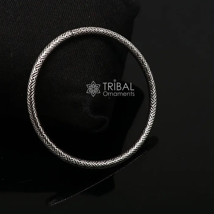 Pure 925 sterling silver unique vintage style bangle bracelet kada excellent classical gifting bangle mens or girls ethnic jewelry nsk671 TRIBAL ORNAMENTS Bracelets