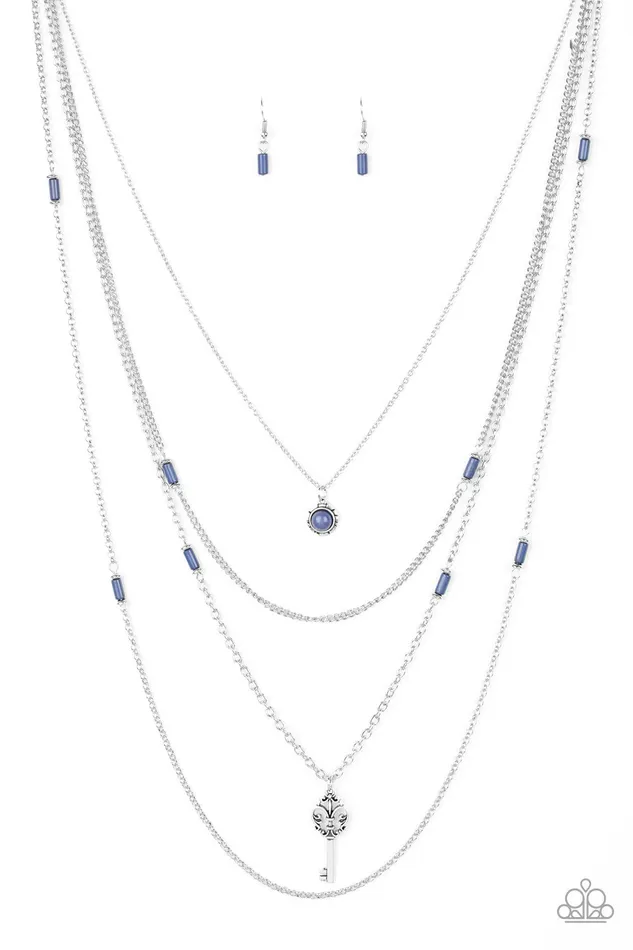 Necklaces Paparazzi Jewelry Paparazzi Necklace Key Keynote Blue
