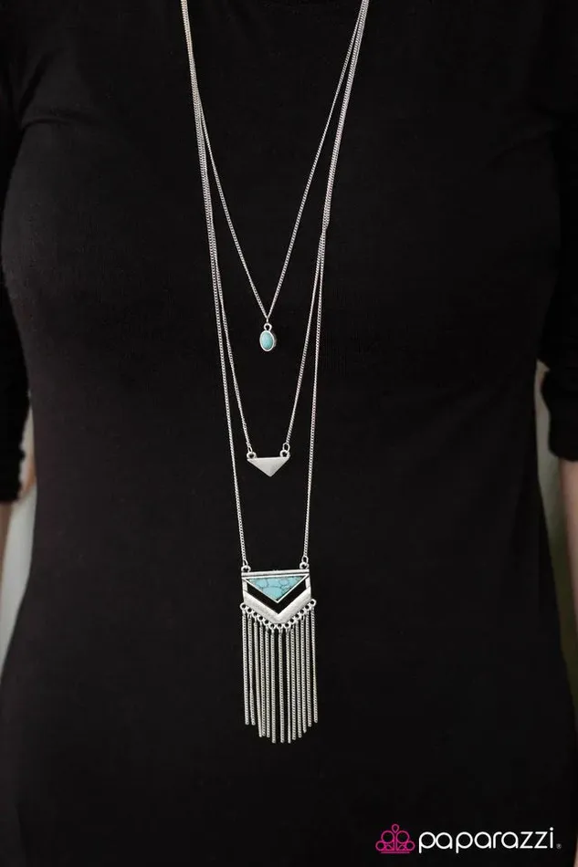 Necklaces Paparazzi Jewelry Paparazzi Necklace Rainbow Cliffs Blue