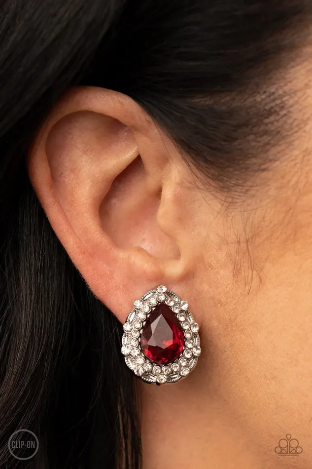 Paparazzi Earring Haute Happy Hour Red Paparazzi Jewelry Earrings