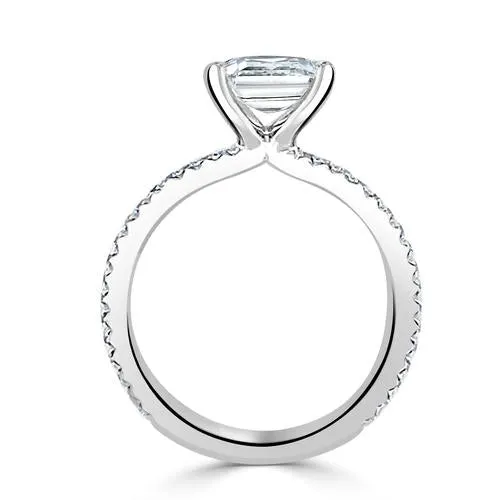 Rings Engagement Collections 14K White Gold Semi Mount Ring for East to West Emerald Cut Rings Engagement Collections 14K White Gold Semi Mount Ring for East to West Emerald Cut