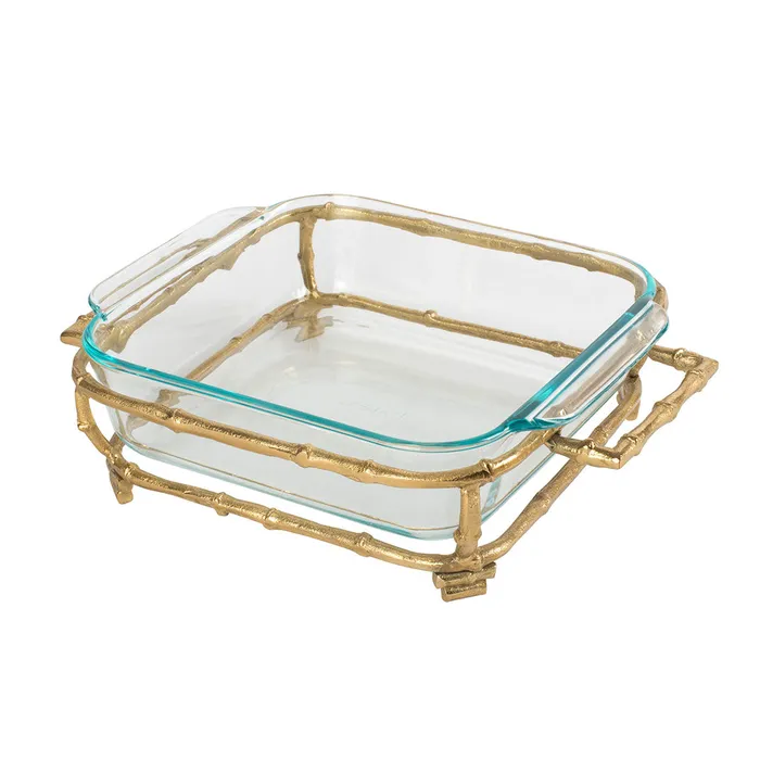 Rings Gold Tone Bamboo Square Pyrex Holder Croghans
