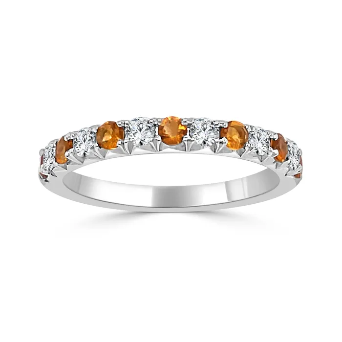 Rings Meierotto Jewelers 14K White Gold Citrine and Diamond Band