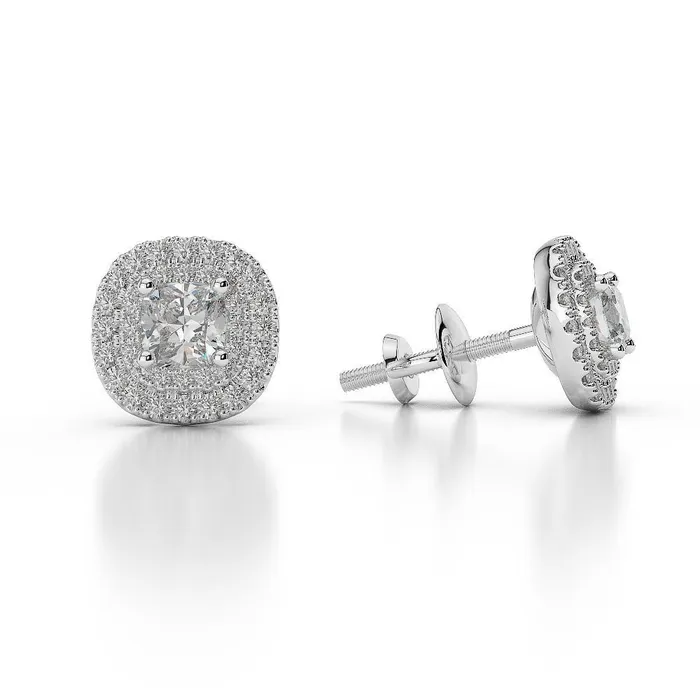4 Carats Prong Sparkling Natural Earth Mined Diamond Stud Halo Earrings White Gold 14K GB Earrings 4 Carats Prong Sparkling Natural Earth Mined Diamond Stud Halo Earrings White Gold 14K GB Earrings