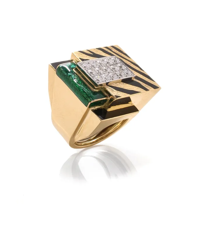 Cubist Tiger Stripe Ring David Webb Rings