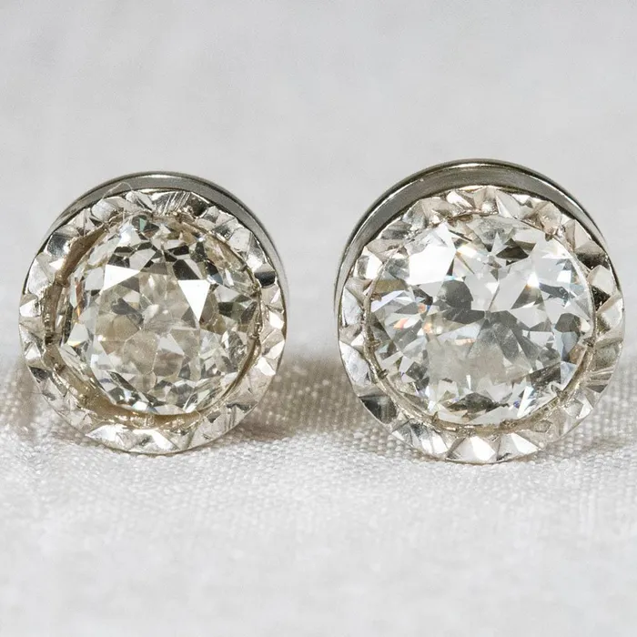 Earrings GB Old Mine Cut 4 Ct Natural Earth Mined Diamonds Ladies Studs Earrings White Gold Earrings GB Old Mine Cut 4 Ct Natural Earth Mined Diamonds Ladies Studs Earrings White Gold