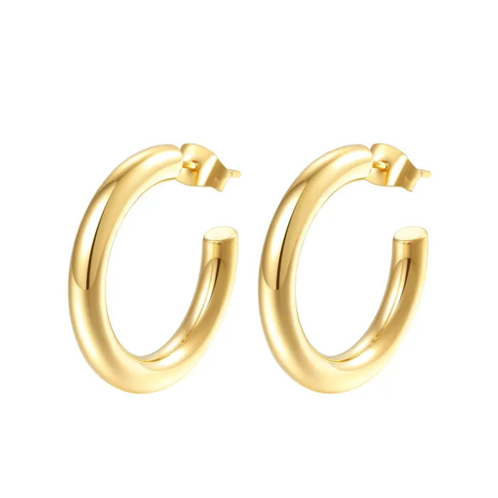 Earrings Mid Round Hoop Earrings Gold Hey Happiness