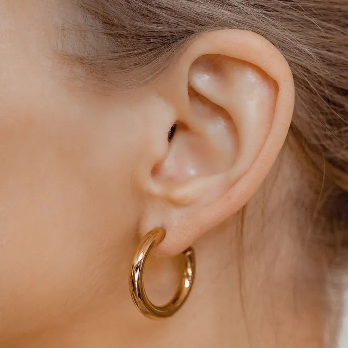 Earrings Mid Round Hoop Earrings Gold Hey Happiness Earrings Mid Round Hoop Earrings Gold Hey Happiness