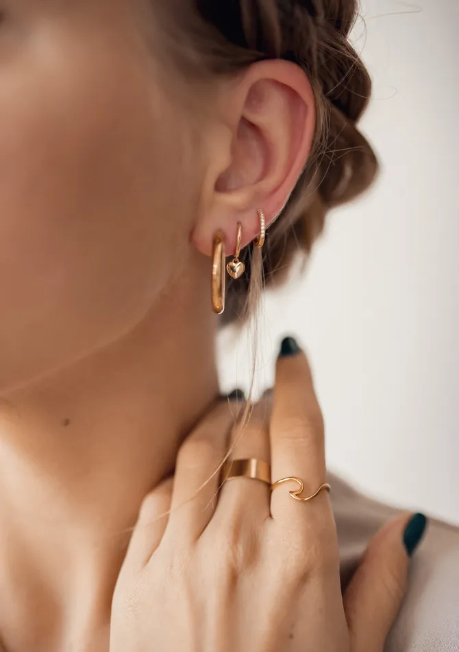 Earrings Mid Round Hoop Earrings Gold Hey Happiness Earrings Mid Round Hoop Earrings Gold Hey Happiness