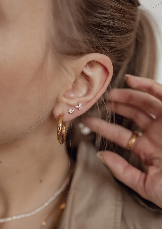Earrings Mid Round Hoop Earrings Gold Hey Happiness Earrings Mid Round Hoop Earrings Gold Hey Happiness