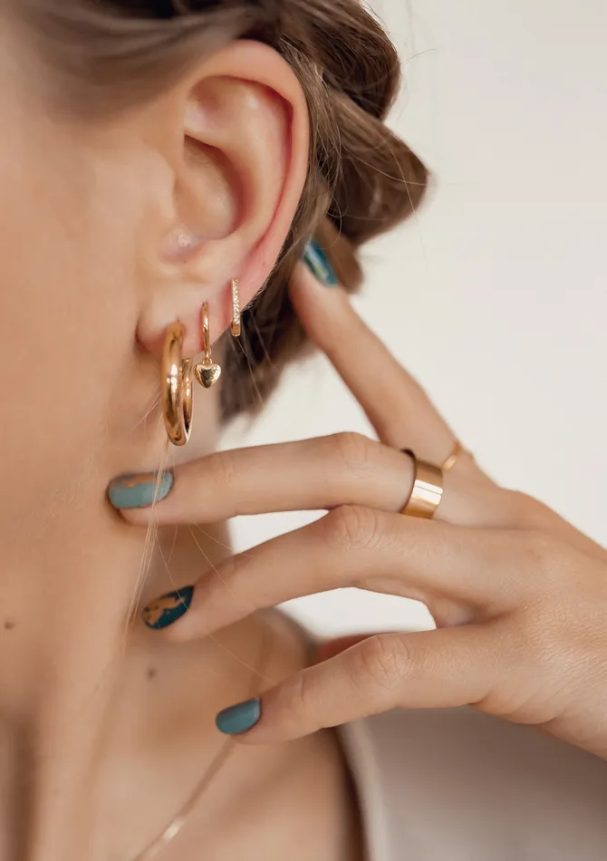 Earrings Mid Round Hoop Earrings Gold Hey Happiness Earrings Mid Round Hoop Earrings Gold Hey Happiness