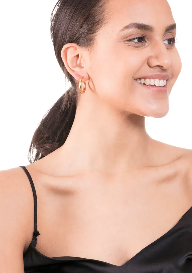Earrings Mid Round Hoop Earrings Gold Hey Happiness Earrings Mid Round Hoop Earrings Gold Hey Happiness