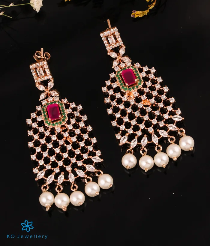 Earrings The Royal Sparkle Silver Rosegold Necklace Earrings Imported