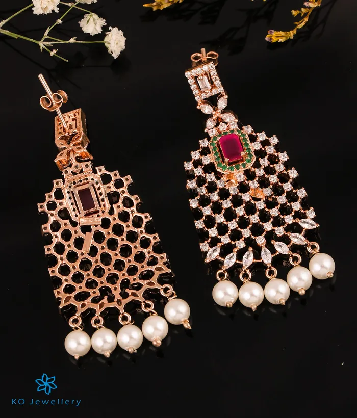 Earrings The Royal Sparkle Silver Rosegold Necklace Earrings Imported