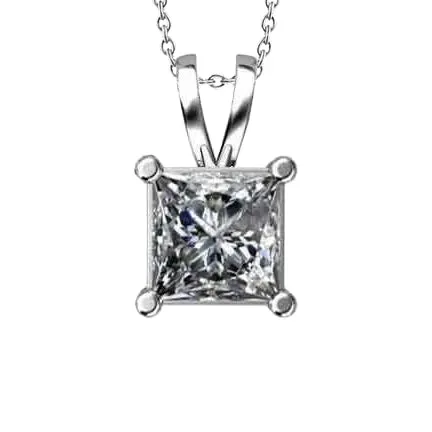 GB Beautiful Princess Cut Natural Earth Mined Diamond Necklace Pendant Gold Jewelry 15 Ct Necklaces GB Beautiful Princess Cut Natural Earth Mined Diamond Necklace Pendant Gold Jewelry 15 Ct Necklaces