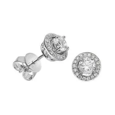 GB Earrings Round Halo Real Natural Earth Mined Diamond Stud Earring 096 Carats Women Gold Jewelry GB Earrings Round Halo Real Natural Earth Mined Diamond Stud Earring 096 Carats Women Gold Jewelry