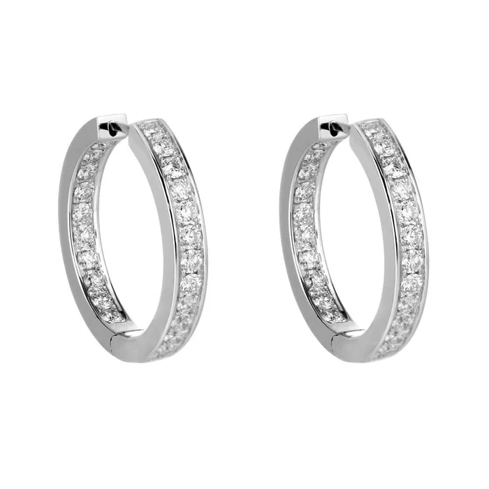 GB Earrings Women Hoop Earrings 430 Carats Round Cut Natural Earth Mined Diamonds White Gold 14K GB Earrings Women Hoop Earrings 430 Carats Round Cut Natural Earth Mined Diamonds White Gold 14K