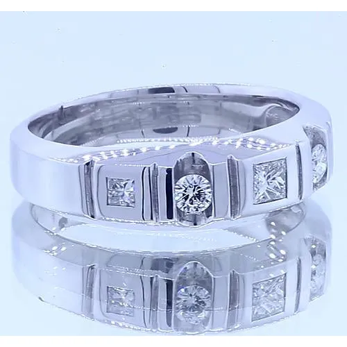 GB Rings Anniversary Band Princess Round Natural Earth Mined Diamonds White Gold 14K 1 Carat GB Rings Anniversary Band Princess Round Natural Earth Mined Diamonds White Gold 14K 1 Carat