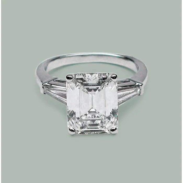 GB Rings Emerald Baguettes Lab Grown Diamond 3 Stone Ring White Gold New GB Rings Emerald Baguettes Lab Grown Diamond 3 Stone Ring White Gold New