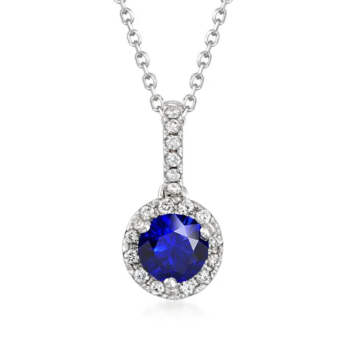 HarryChadEntcom Necklaces Round Ceylon Sapphire Natural Earth Mined Diamond Halo Pendant 350 Carats 14K Gold HarryChadEntcom Necklaces Round Ceylon Sapphire Natural Earth Mined Diamond Halo Pendant 350 Carats 14K Gold