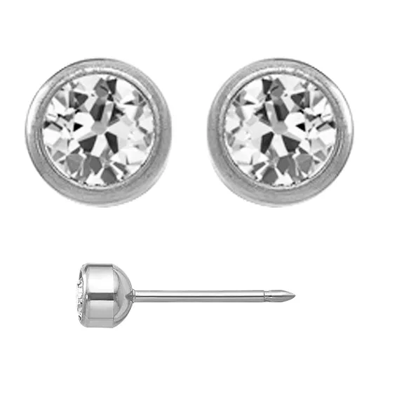 HarryChadEntcom White Gold Stud Earrings Bezel Set Round Old Mine Natural Diamond 350 Ct Earrings HarryChadEntcom White Gold Stud Earrings Bezel Set Round Old Mine Natural Diamond 350 Ct Earrings