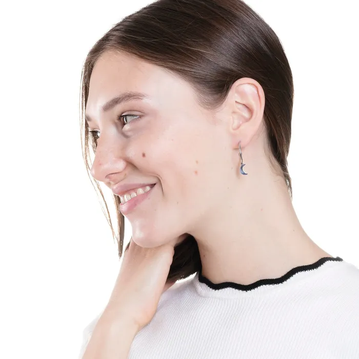 Hey Happiness Earrings Moon Star Hoop Earrings Silver Hey Happiness Earrings Moon Star Hoop Earrings Silver