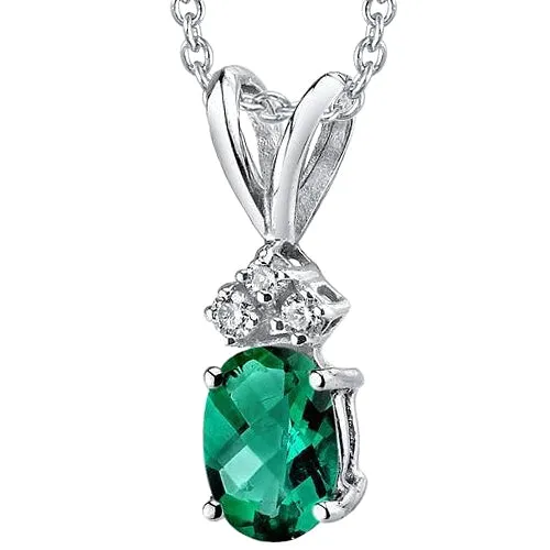 Necklaces GB 11 Ct Prong Set Green Emerald With Natural Earth Mined Diamond Pendant 14K White Gold Necklaces GB 11 Ct Prong Set Green Emerald With Natural Earth Mined Diamond Pendant 14K White Gold