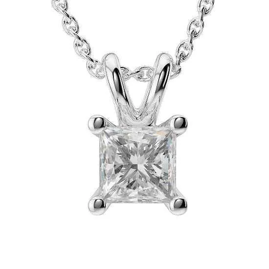 Necklaces GB Princess Cut Natural Earth Mined Diamond Necklace Pendant 1 Ct White Gold 14K Jewelry Necklaces GB Princess Cut Natural Earth Mined Diamond Necklace Pendant 1 Ct White Gold 14K Jewelry