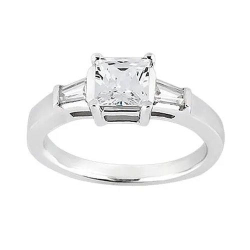 Princess Baguette 120 Carat Natural Earth Mined Diamond Three Stone Ring White Gold 14K GB Rings Princess Baguette 120 Carat Natural Earth Mined Diamond Three Stone Ring White Gold 14K GB Rings