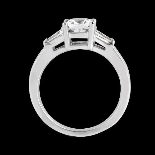 Princess Baguette 120 Carat Natural Earth Mined Diamond Three Stone Ring White Gold 14K GB Rings Princess Baguette 120 Carat Natural Earth Mined Diamond Three Stone Ring White Gold 14K GB Rings
