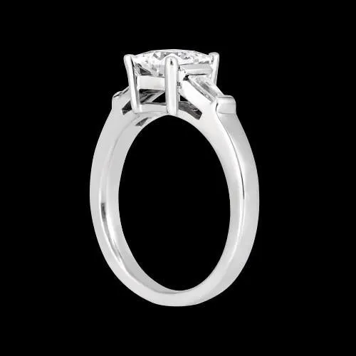 Princess Baguette 120 Carat Natural Earth Mined Diamond Three Stone Ring White Gold 14K GB Rings Princess Baguette 120 Carat Natural Earth Mined Diamond Three Stone Ring White Gold 14K GB Rings