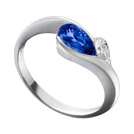 Rings Antique Style 201 Carat Gold Ring Tanzanite Pear Natural Earth Mined Diamond GB Rings Antique Style 201 Carat Gold Ring Tanzanite Pear Natural Earth Mined Diamond GB
