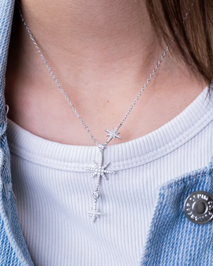 KOAY Silver Store Necklaces Zircon Three Northstar 01 Necklace