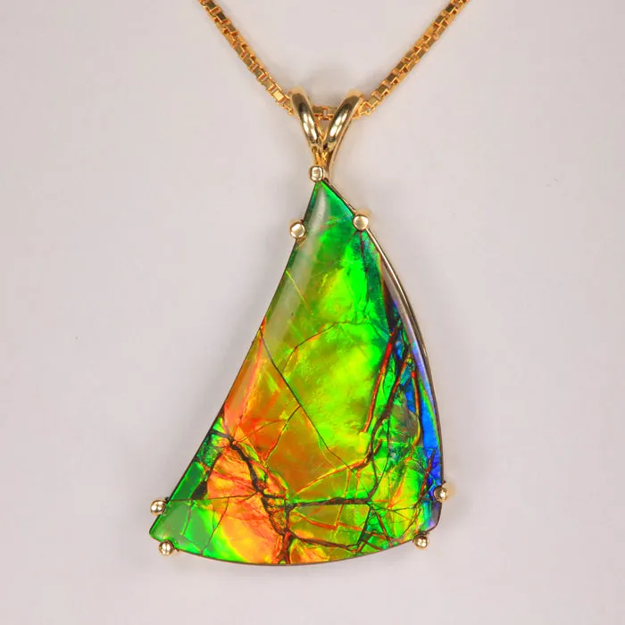 Moriartys Gem Art PreStyled Sets 14K Yellow Gold Ammolite Pendant 2895cts Moriartys Gem Art PreStyled Sets 14K Yellow Gold Ammolite Pendant 2895cts