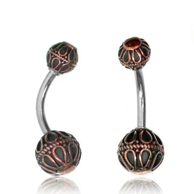 Tulsa Body Jewelry Rings Looped Rose Brass Belly Ring