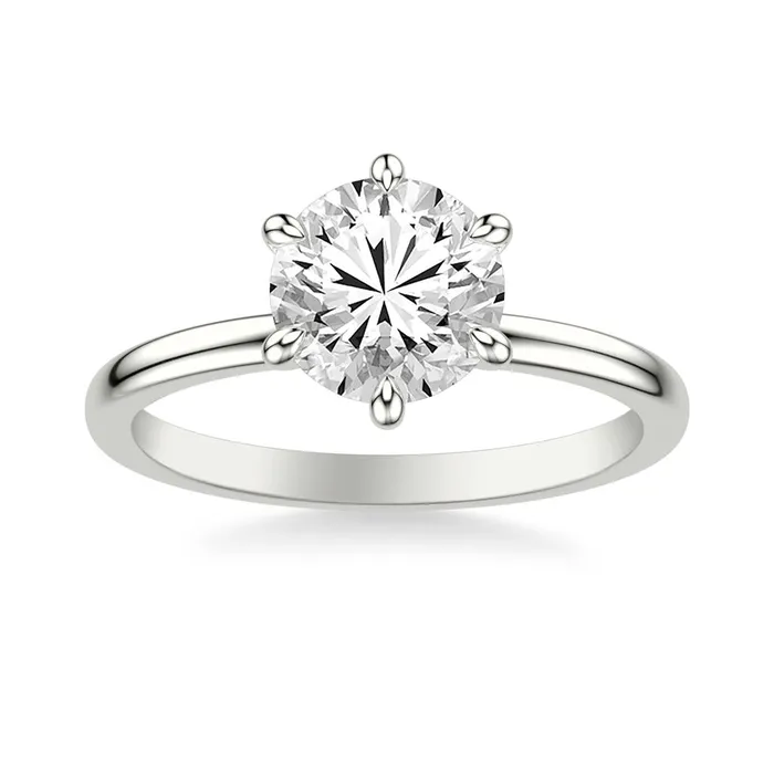 6 Prong Classic Round Diamond Halo Engagement Setting Goldman Rings