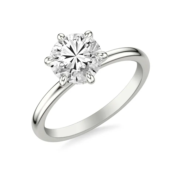 6 Prong Classic Round Diamond Halo Engagement Setting Goldman Rings