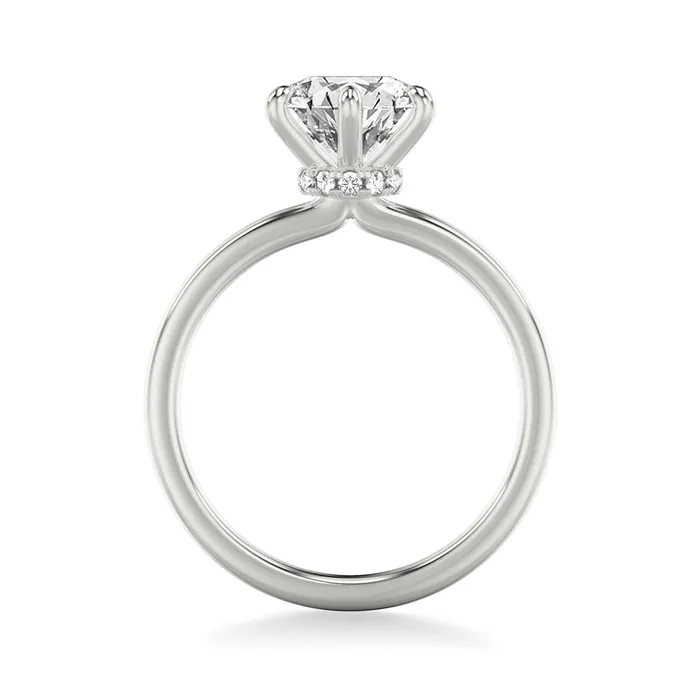 6 Prong Classic Round Diamond Halo Engagement Setting Goldman Rings