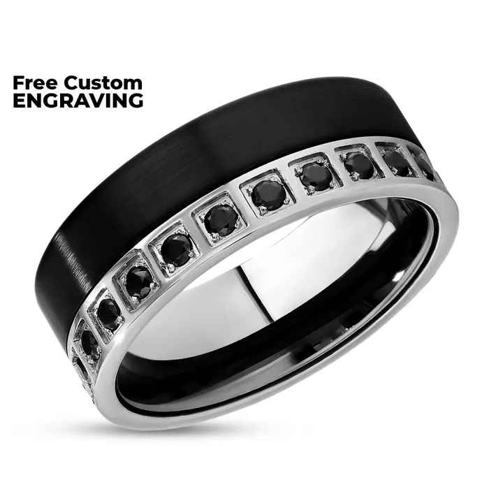 Clean Casting Jewelry Rings Mans Tungsten Ring Black Tungsten Ring CZ Wedding Ring Tungsten Carbide Ring