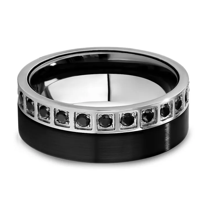 Clean Casting Jewelry Rings Mans Tungsten Ring Black Tungsten Ring CZ Wedding Ring Tungsten Carbide Ring