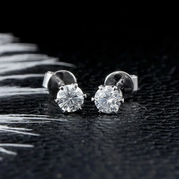Earrings 14k White Gold Moissanite Affordable Stud Earrings 05ctw Luxus Moissanite Rings Jewelry