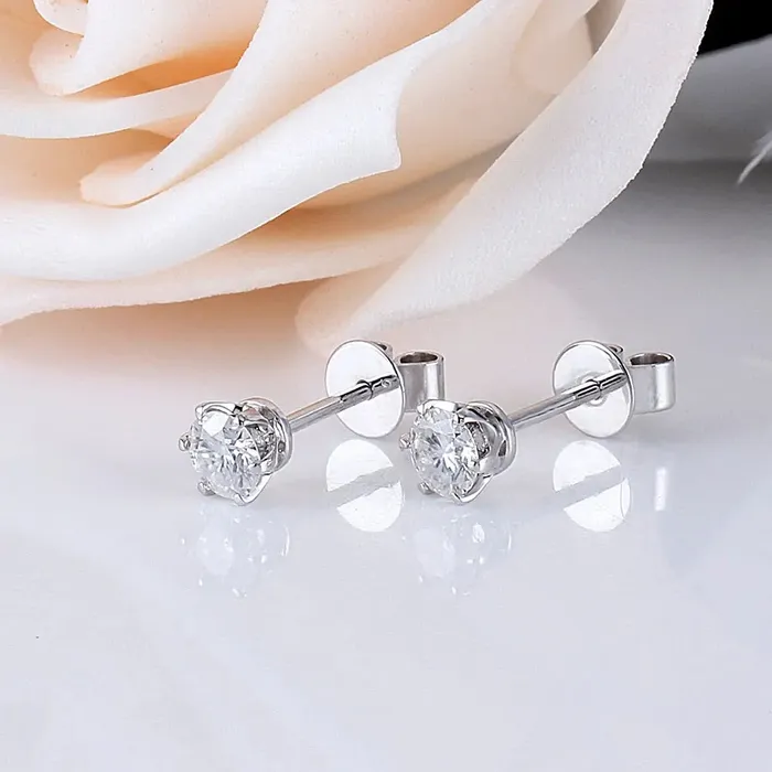 Earrings 14k White Gold Moissanite Affordable Stud Earrings 05ctw Luxus Moissanite Rings Jewelry
