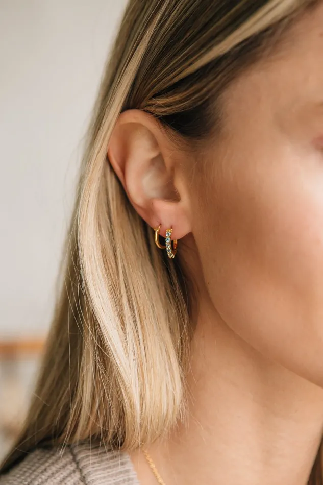 Earrings Sierra Winter Jewelry Karma Hoop Earrings Blue Topaz