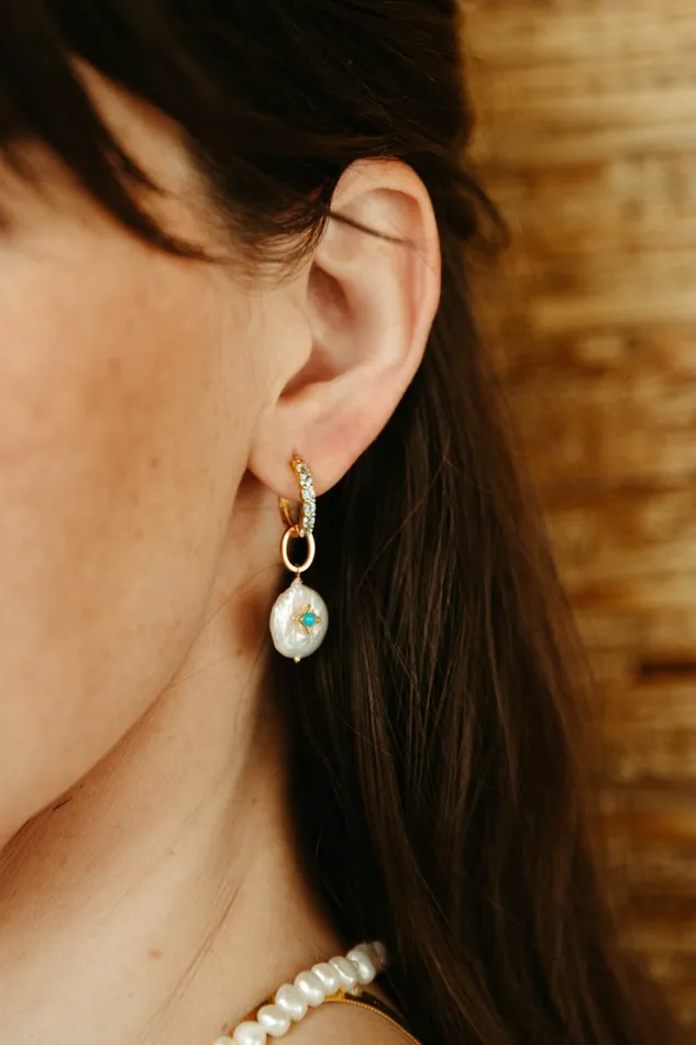 Earrings Sierra Winter Jewelry Karma Hoop Earrings Blue Topaz