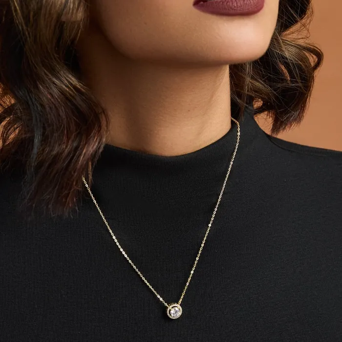Essence Gold Plated CZ Silver Pendant Necklace SILVER Necklaces