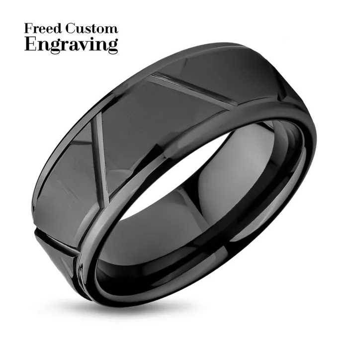 Gunmetal Wedding Ring 8mm Wedding Ring Mans Ring Diamond Cu Ring Tungsten Ring Clean Casting Jewelry Rings